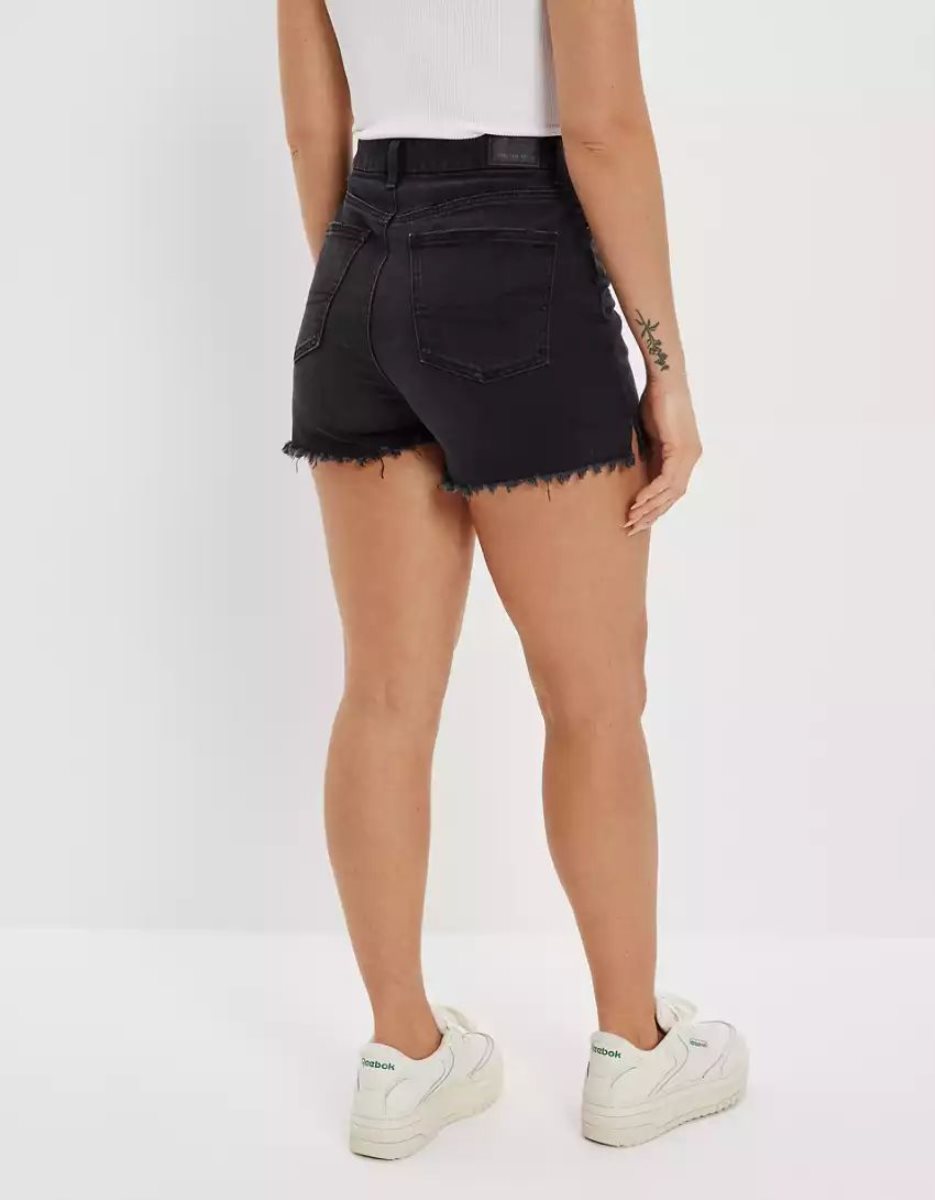 Shorts American Eagle AE Stretch Curvy Denim Mom Noir Femme | AKS-12557099